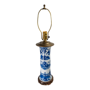 19th Century Chinese Blue and White Gu Form Table Lamp Vase