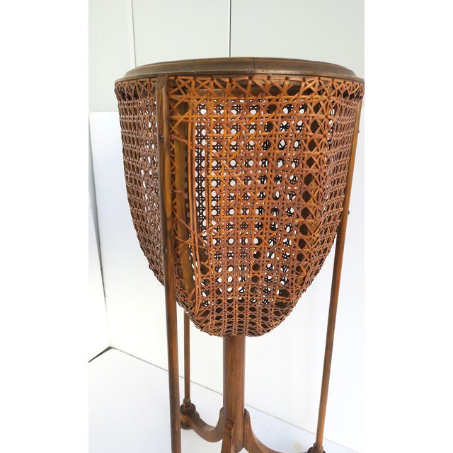 Wicker Cane Plant Stand, Circa Mid-20th Century For Sale - Image 10 of 13