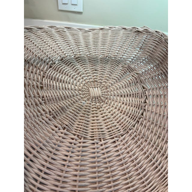 Large Vintage Whitewashed Wicker Gathering Basket With Tall Handle For Sale - Image 11 of 11