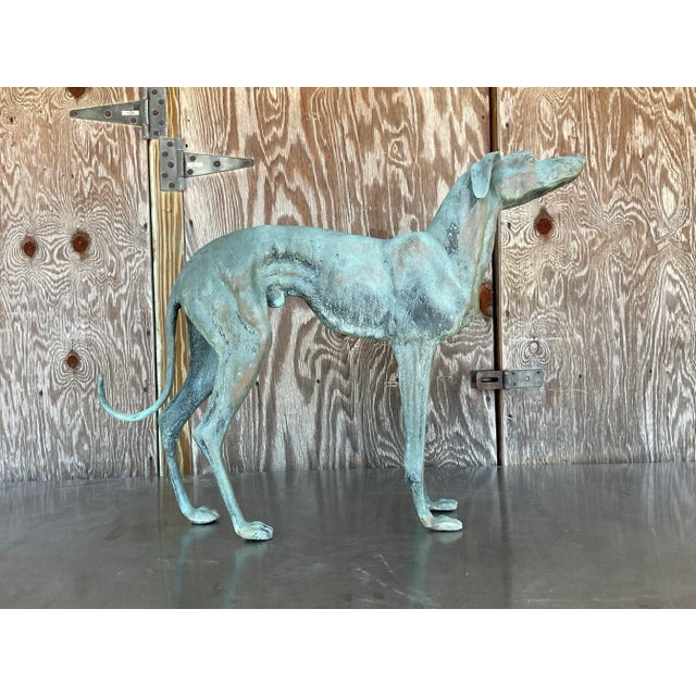 Vintage Boho Patinated Bronze Greyhound For Sale - Image 9 of 10