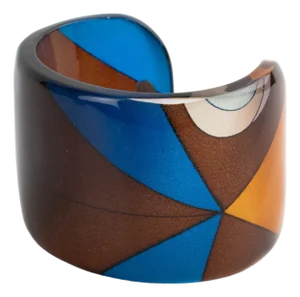 Sanalitro Milano Acrylic Cuff Bangle Bracelet With Geometric Silk Scarf