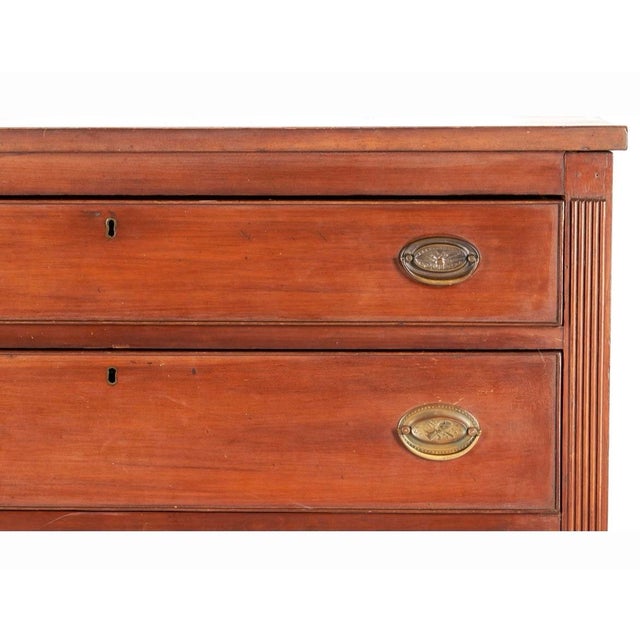 19th century southern Sheraton chest of drawers with reeded pilasters. Cherry primary, poplar secondary. Four graduated...