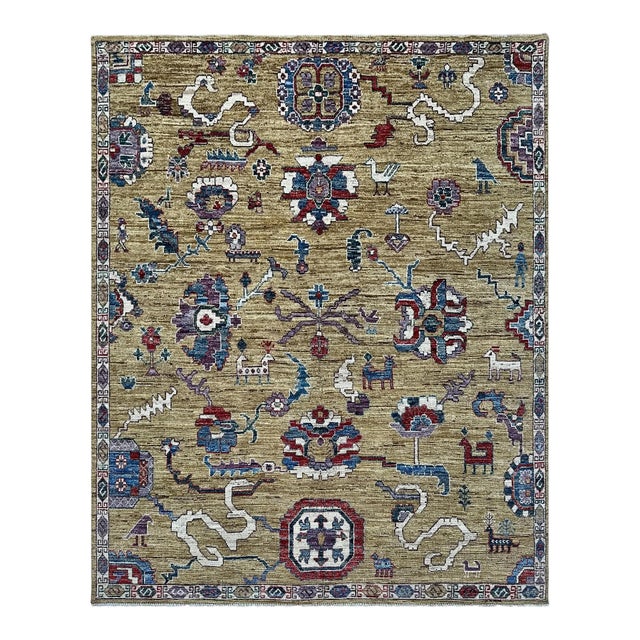 8.2x9.10 Sultanabad Persian Carpet With Animals, Camel For Sale