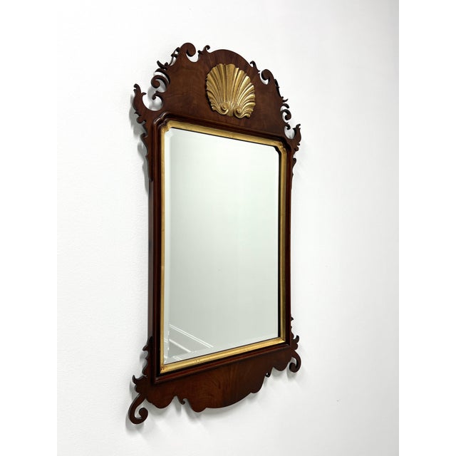 Late 20th Century Mahogany Chippendale Beveled Wall Mirror For Sale - Image 9 of 9