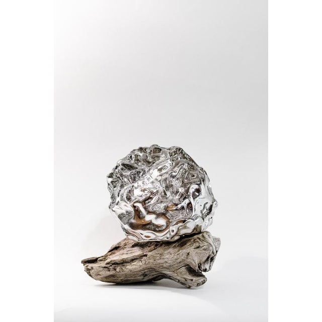 Unique Arctic Circle Series Sculpture #1 in Glass and Driftwood by Szkło Studio. One of a Kind. Dimensions: Available upon...