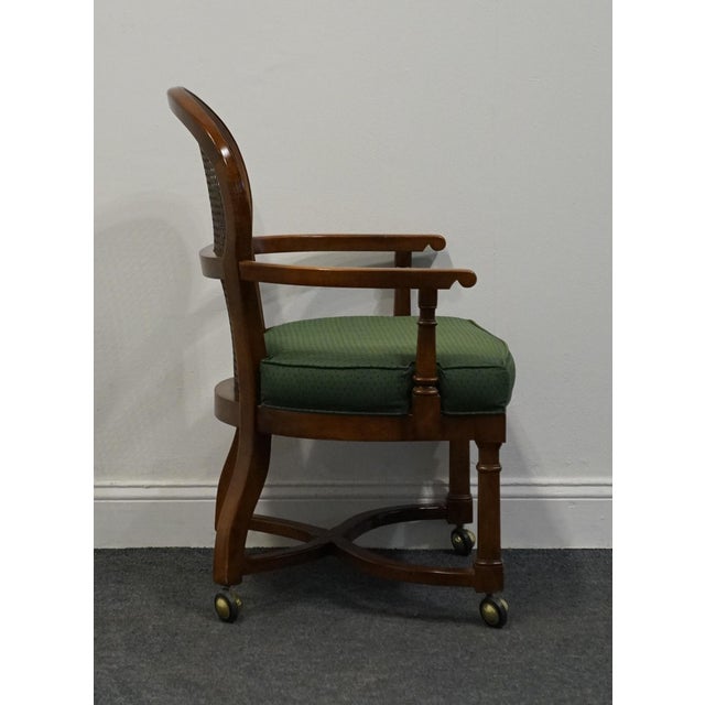 Wood Century Furniture Solid Cherry French Regency Revival Cane Back Game Arm Chair For Sale - Image 7 of 9