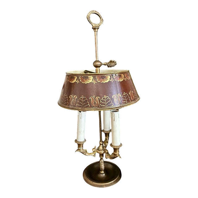 Vintage French Tole Bouillotte Table Lamp For Sale