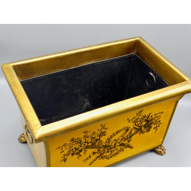 1900 - 1909 Antique French Mustard Color Toleware Jardiniere Cachepot For Sale - Image 5 of 14