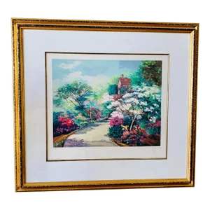 1990s "Spring Magnolia Blossoms" Mark King Limited Edition Numbered Serigraph, Framed