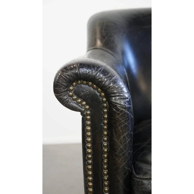 Black Grained Cowhide Armchair For Sale - Image 10 of 16