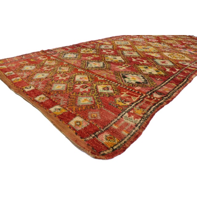 21344 Vintage Moroccan Rug, 05'04 x 10'08. Berber Mythology meets boho chic style in this hand knotted wool vintage...