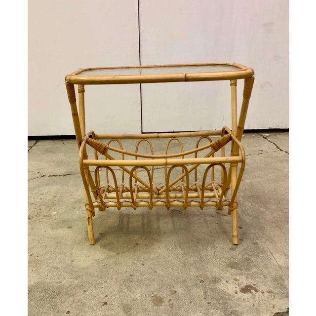 Swedish Designer, Side Table, Bamboo, Rattan, Glass, Sweden, 1950s For Sale - Image 4 of 11