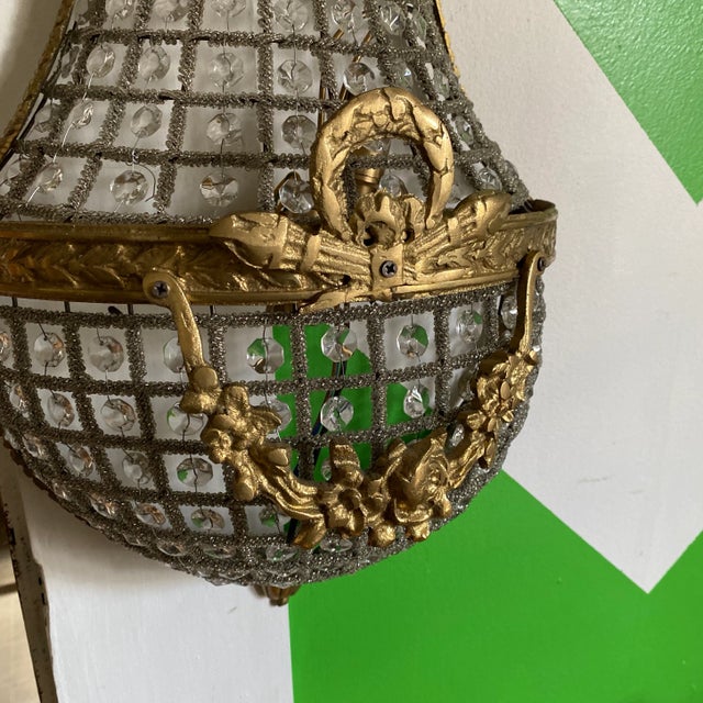 French 1970s French Hollywood Regency Brass Sconce For Sale - Image 3 of 10