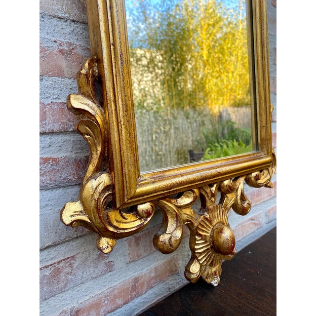 French Gilt Carved Wall Mirror in French Rococo Style with Oil Painting of Flora For Sale - Image 13 of 18