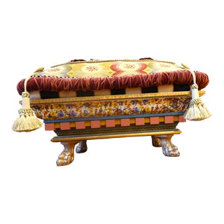 Mackenzie-Childs Upholstered Ottoman For Sale