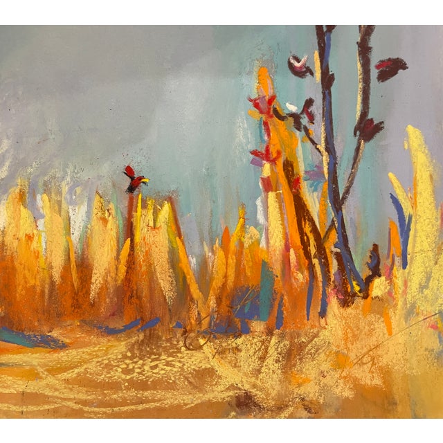 Impressionist pastel on heavy paper of a falllandscape by Washington State artist Susan Flora Glendenning (born 1948)....