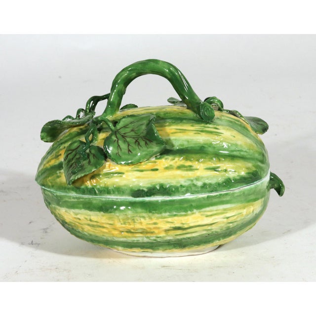 Bright Green Meissen Porcelain 18th Century Tromp l'Oeil Tureen in the Form of a Melon For Sale - Image 8 of 16