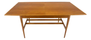 Danish Mid Century Modern Walnut Stretcher Base Walnut Dining Writing Table