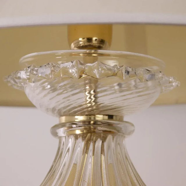 Large Murano Blown Glass Table Lamps with Gold and Amber Color with Lampshade For Sale - Image 5 of 12