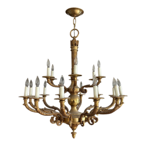 Late 20th Century Mariner Spain Royal Heritage 18-Light Gilt Bronze French Style Chandelier