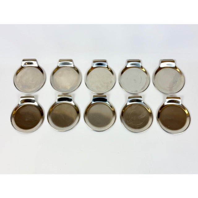 Mid-Century Danish Stainless Steel Coasters by Georg Jensen, 1970s, Set of 10, in Flawless conditions. Designed 1970 to...