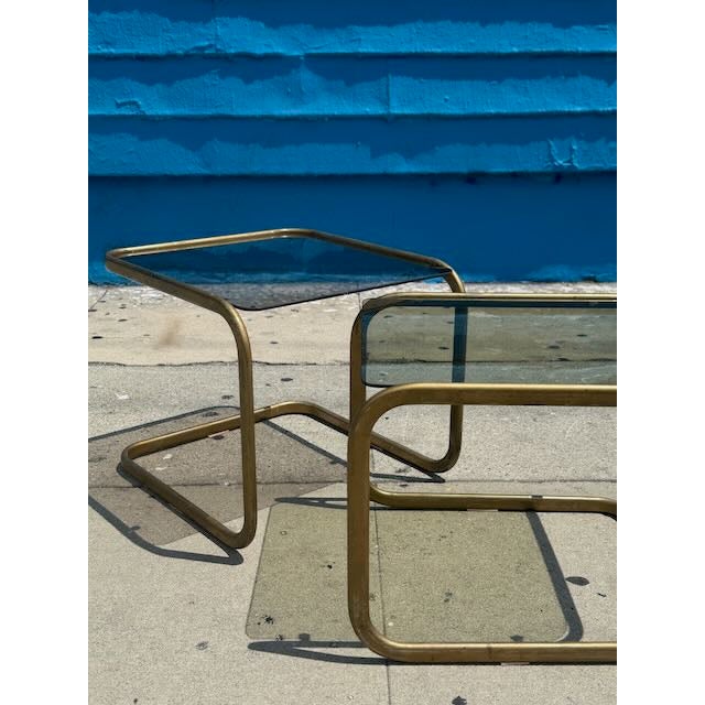 1970's Baughman Style Nesting Tables/Coffee Table For Sale - Image 9 of 10