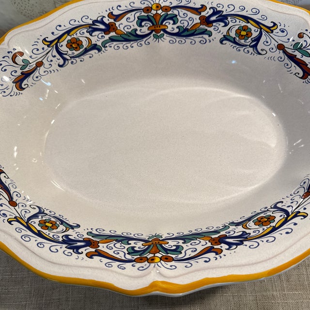 Late 20th Century Ceramica Nova Deruta Hand Painted Oblong Serving Bowl Italy For Sale - Image 4 of 9