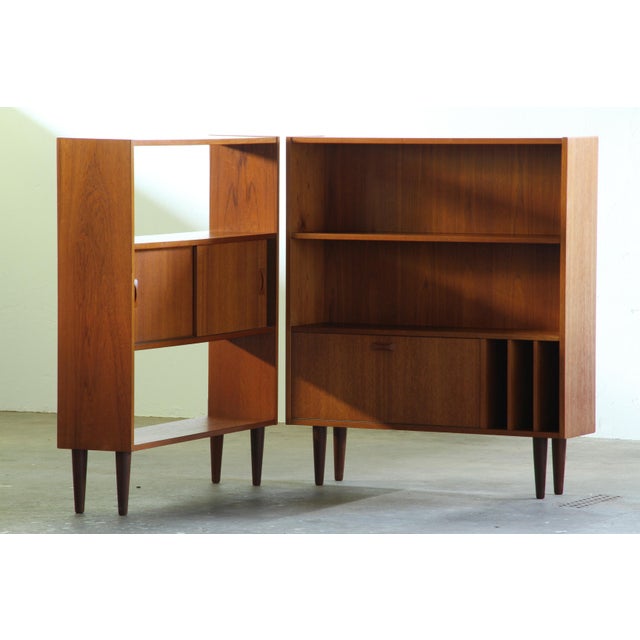 Wood Mid-Century Modern Danish Teak Bookcase with Sliding Doors, 1960s For Sale - Image 7 of 18