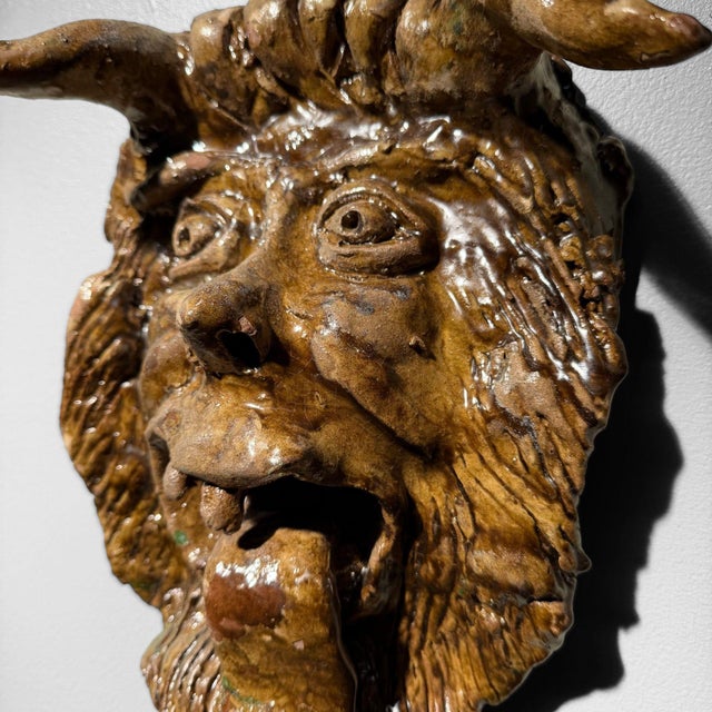 A powerful ceramic wall mask from Seminara in Calabria, made by Rocco Condurso, a member of the renowned Condurso family...