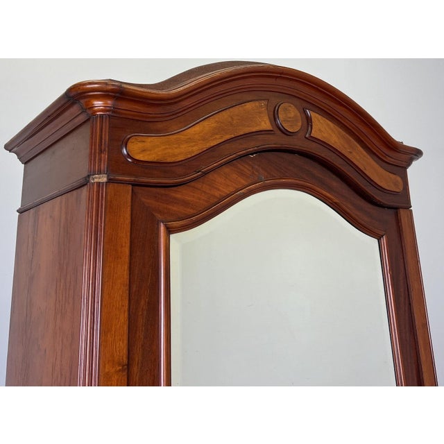 Antique French Style Carved Mahogany Mirrored Wardrobe For Sale - Image 4 of 17