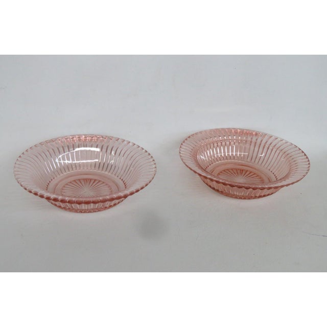 1930s Anchor Hocking Queen Mary Pair of 2 Dessert Bowls Pink Depression Glass For Sale - Image 12 of 12