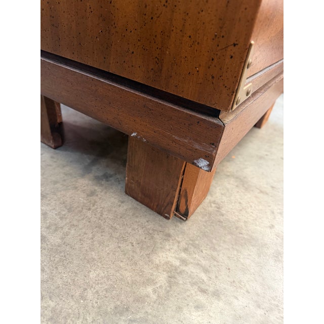 Brown Vintage Mid-Century Modern 3-Drawer Campaign Nightstand For Sale - Image 8 of 8