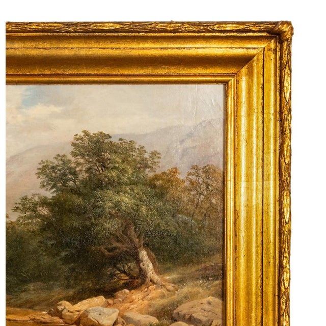 Paint Antique English 19th Century Oil Painting River Lyn Landscape Barnstaple Devon by Albert Lane For Sale - Image 7 of 17