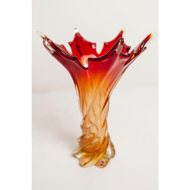 Orange and Red Murano Glass Vase from Fratelli Toso, 1960s For Sale - Image 15 of 15