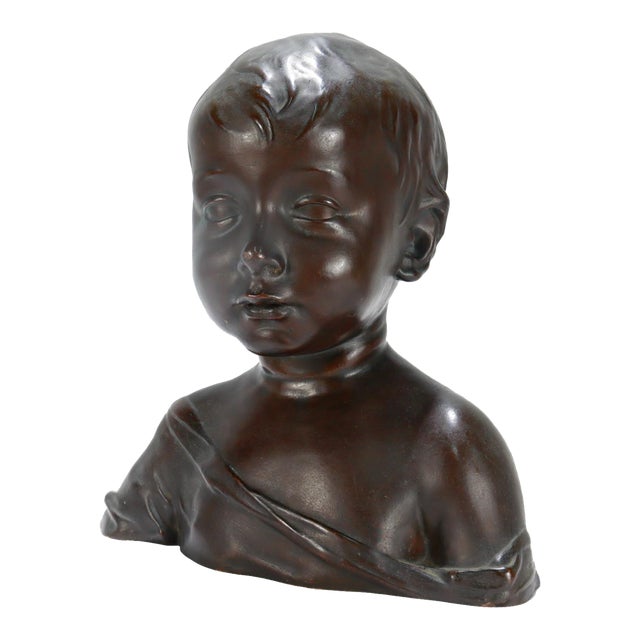 Renaissance Style Cast Bronze Bust of a Child After Desiderio For Sale
