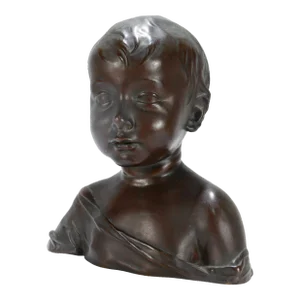 Renaissance Style Cast Bronze Bust of a Child After Desiderio