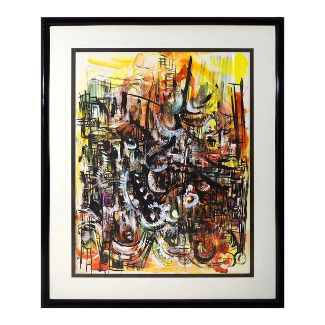 Manette Van Hamel Signed Abstract Expressionist Oil Painting on Canvas 1970s For Sale