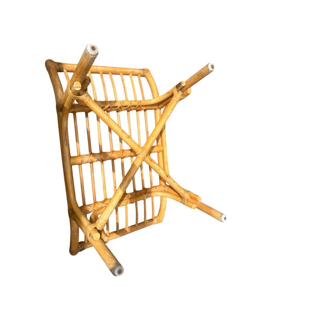 Bentwood Bamboo & Rattan Saddle Bench Stool Ottoman For Sale - Image 4 of 9