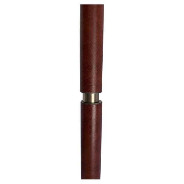 Ralph Lauren Ralph Lauren Brass and Leather Candlestick Table Lamps, Pair For Sale - Image 4 of 7