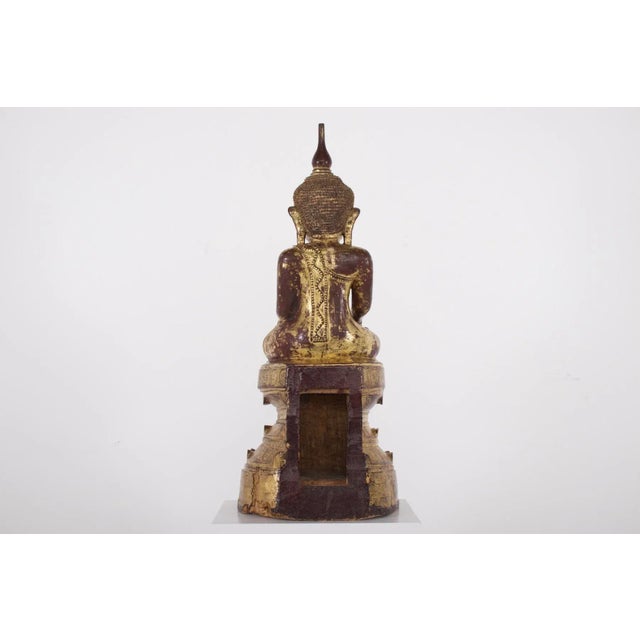 Konbaung Maravijaya Birman Buddha, 1800s, Lacquered Wood For Sale - Image 3 of 13