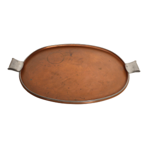 Large Mexican Arts and Crafts Copper and Silver-Plate Serving Tray by Tane