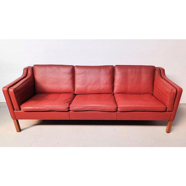 Restored 3 Seater Model 2213 Leather Sofa by Børge Mogensen, 1970s For Sale - Image 10 of 14