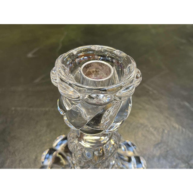 Glass Crystal Candleholder with Engraved Foliage Decoration from Baccarat For Sale - Image 7 of 16