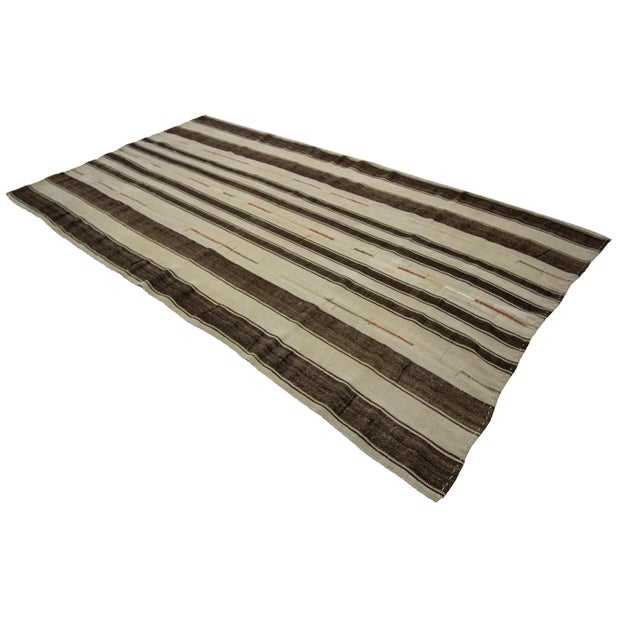 1960s Vintage Striped Turkish Kilim Rug- 5′8″ × 10′8″ For Sale - Image 4 of 7