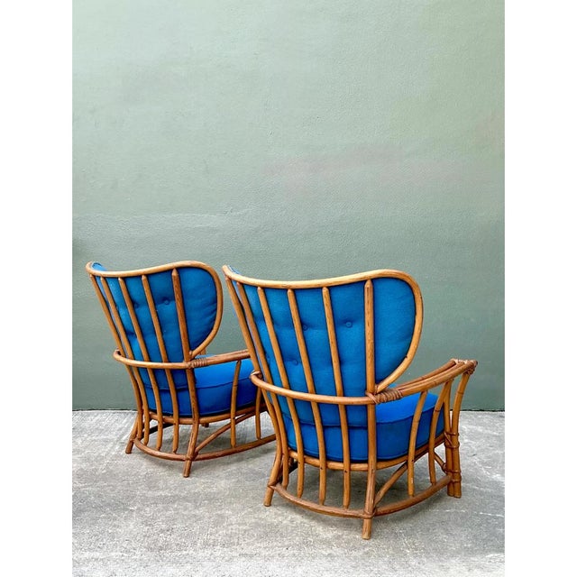 Vintage Heywood Wakefield Rattan Lounge Chairs - Pair For Sale - Image 13 of 13