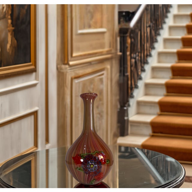 This striking Murano art glass vase presents itself as a commanding centerpiece, standing thirteen and one‑quarter inches...