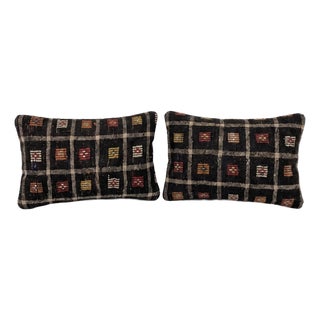 Bohemian Lumbar Kilim Pillow Cover 16'' X 24'' - Set of Two For Sale