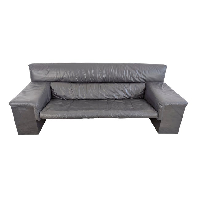 Black Leather Brigadier Three-Seater High-Back Chair by Cini Boeri for Knoll For Sale