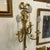 English Brass Finish Metal Ribbon and Tassel 3 Arm Wall Sconce With Glass For Sale - Image 3 of 10