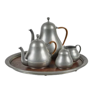 Meeuws & Zoon Den Haag Pewter Five Piece Coffee and Tea Service Set